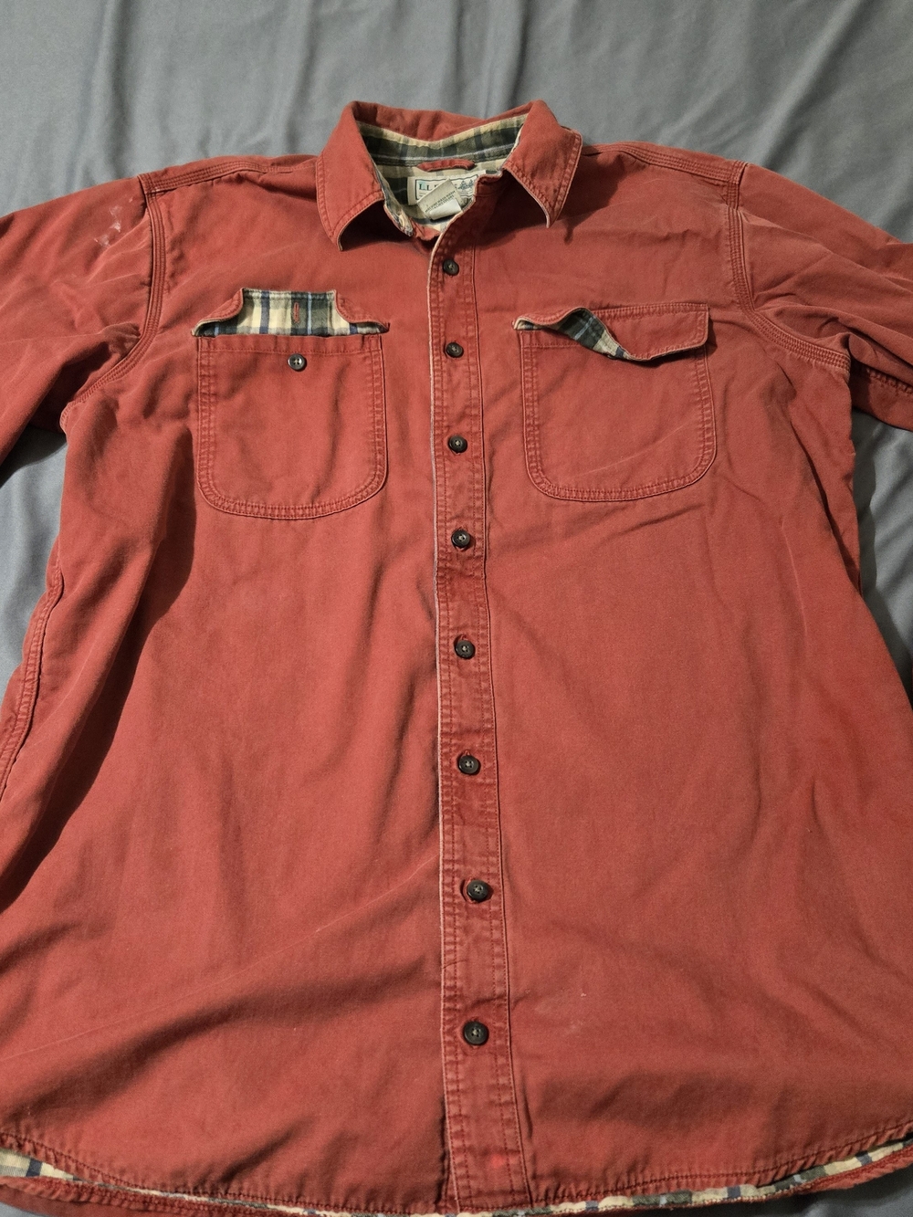 LL Bean Men's Flannel Lined Hurricane Shirt Jacket Shacket Size Large Tall Vtg